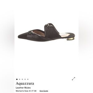 Aquazzura Black Pointed-Toe Leather Mule with Gold Heel Trim